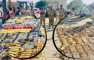उज्जैन में शराबबंदी के बाद बड़ी कार्रवाई, 50 लाख की अवैध शराब पर चला बुलडोजर