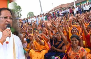 झुरानदी गांव में बरगद पेड़ की छांव में लगी मुख्यमंत्री की चौपाल