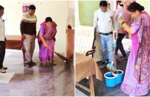 विधायक अर्चना चिटनिस पंचायत भवन में गंदगी देख भड़कीं, खुद लगाया झाडू पोछा