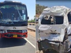 अहमदाबाद के पास हाईवे हादसा: तेज रफ्तार बस ने वैन को टक्कर मारी, राहत कार्य जारी