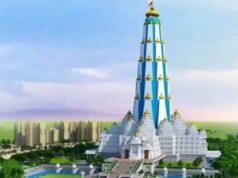 वृंदावन चंद्रोदय मंदिर: कुतुब मीनार से तीन गुना ऊंचे मंदिर का निर्माण कार्य अंतिम चरण में