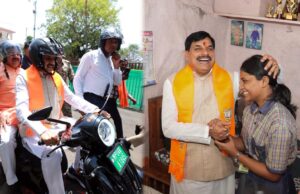 मुख्यमंत्री मोहन यादव का अनोखा अंदाज, स्कूटी पर सवार होकर टॉपर चांदनी के घर पहुंचे, परिवार संग ली सेल्फी