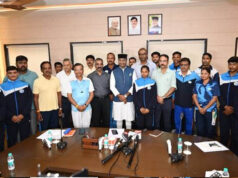 एशियन गेम्स के लिए क्वालीफाई खिलाड़ियों से टीटी नगर स्टेडियम में मिले मंत्री सारंग, बढ़ाया हौसला