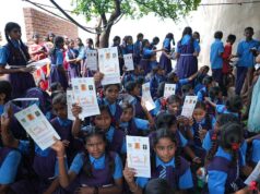 Children from the snake charmer community played ‘Snakes and Ladders’ based on child rights