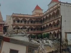 स्वामी नारायण मंदिर का एक हिस्सा अचानक ढहा, प्रयागराज में कई महीनों से चल रहा था निर्माण कार्य